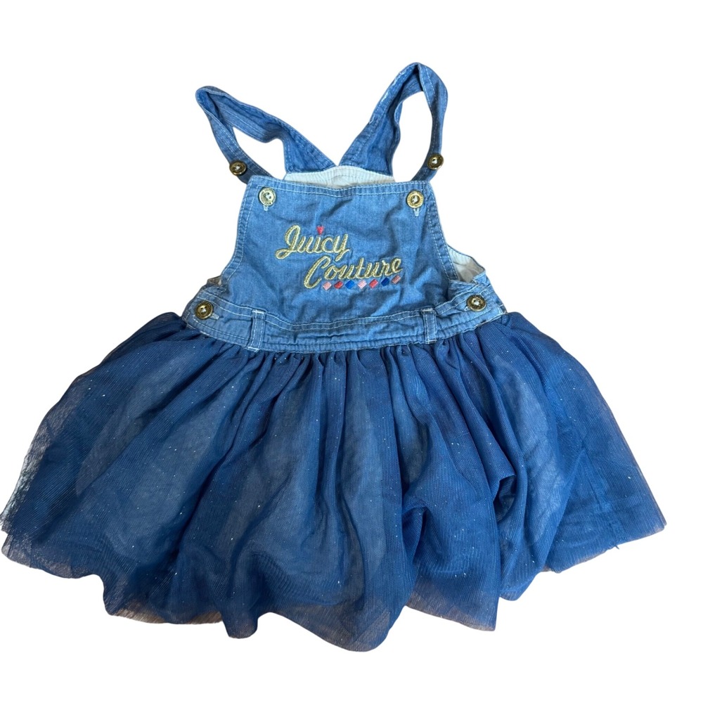 Juicy Couture Kids Denim Tutu Overall Dress Blue 24M